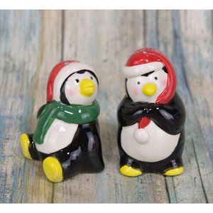Christmas Winter Penguin Salt & Pepper Shakers Ceramic